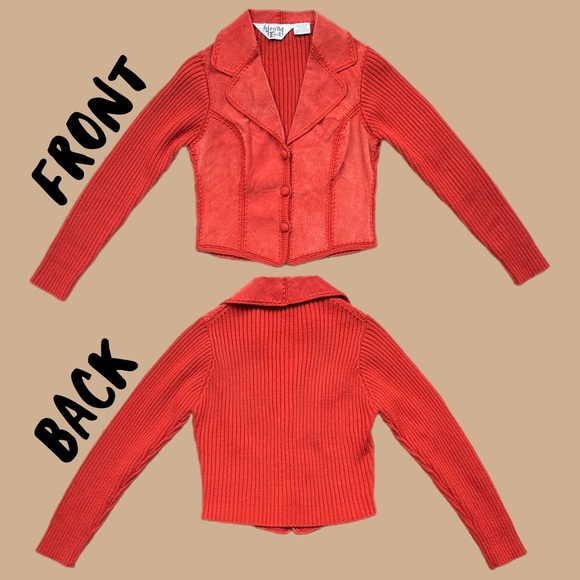 VINTAGE 70s burnt red 2 pc suede leather set - Picture 2 of 11
